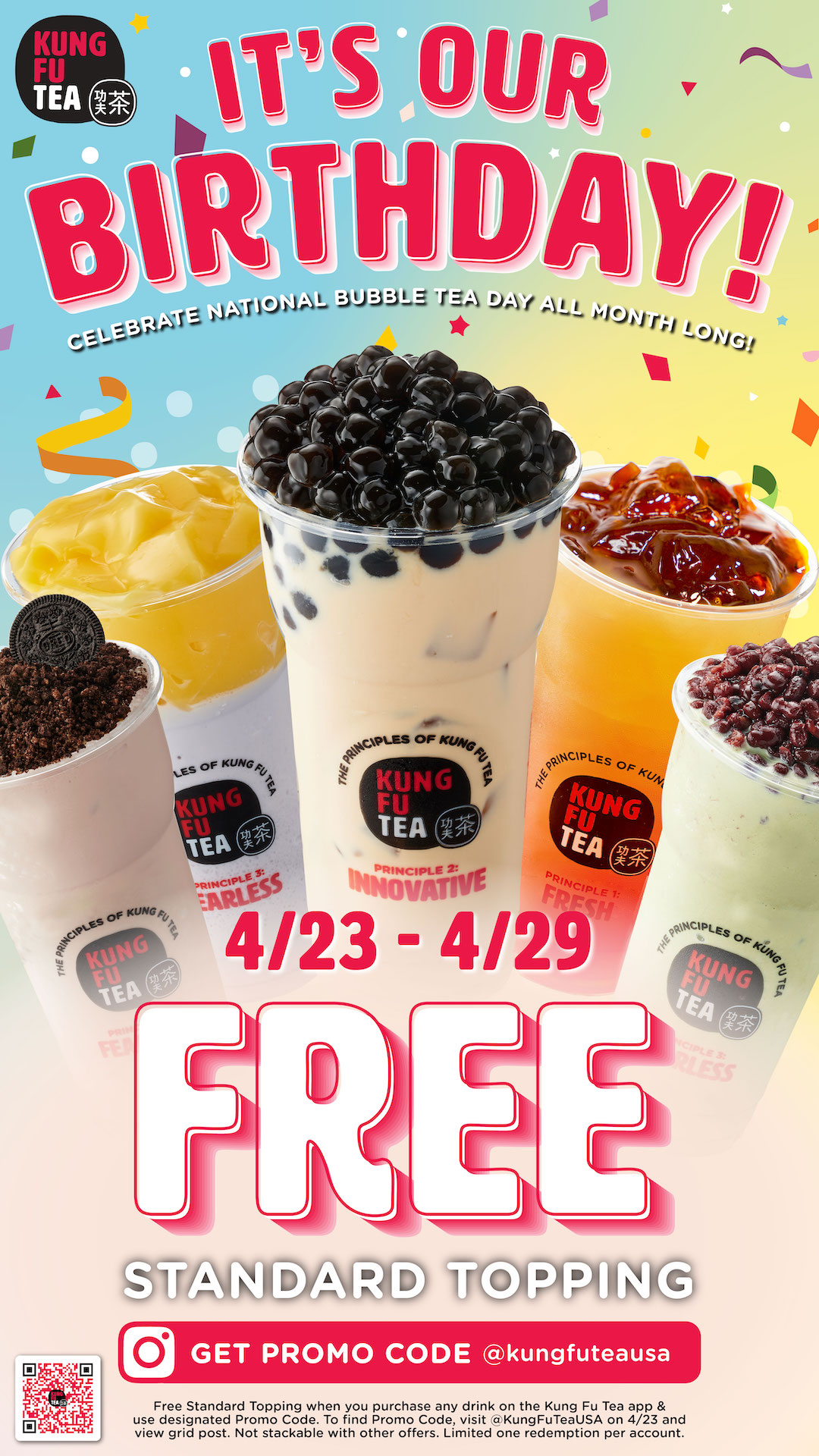 Our Birthday Is Next Week So Enjoy A FREE Topping On Us ALL WEEK